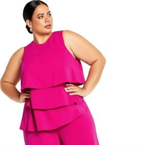 City Chic Pink Jumpsuit with Wide-Leg Design